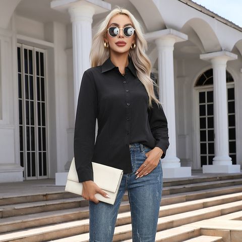Women's Blouse Long Sleeve Blouses Casual Streetwear Solid Color