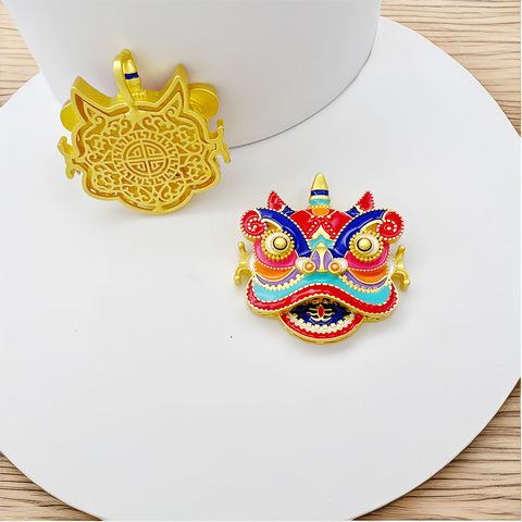 Chinoiserie Lion Alloy Enamel Plating Jewelry Accessories