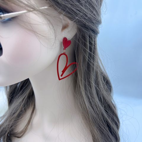 1 Pair Simple Style Heart Shape Metal Drop Earrings