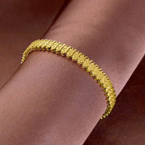 Casual Elegant Solid Color Copper Plating Inlay Zircon 18k Gold Plated Gold Plated Tennis Bracelet