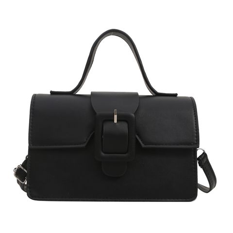 Women's Pu Leather Solid Color Vintage Style Square Flip Cover Shoulder Bag Handbag Crossbody Bag