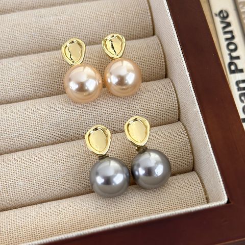 1 Pair Lady Solid Color Plating Alloy Gold Plated Ear Studs