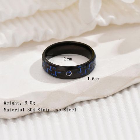 Modern Style Color Block 304 Stainless Steel Plating Inlay Zircon Men's Rings