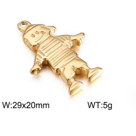 1 Piece Stainless Steel 18K Gold Plated Cartoon Character