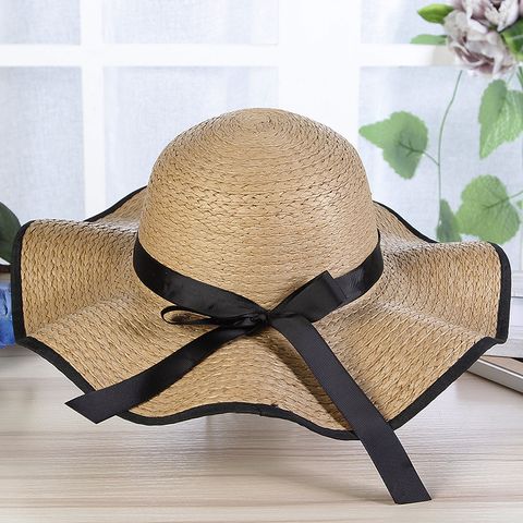 Women's Simple Style Solid Color Wide Eaves Straw Hat