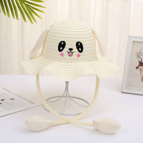 Girl's Cartoon Style Cute Color Block Straw Hat
