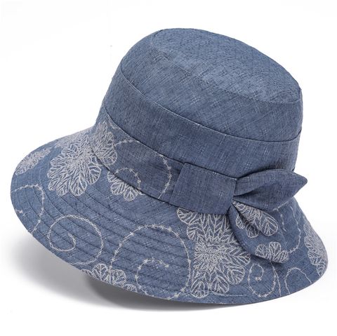 Women's Simple Style Flower Printing Flat Eaves Sun Hat
