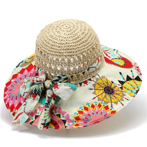 Women's Simple Style Color Block Big Eaves Sun Hat