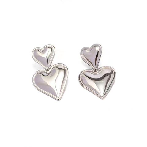 1 Pair Sweet Heart Shape Plating Stainless Steel Drop Earrings