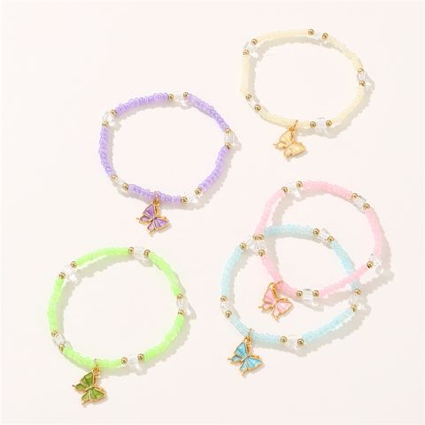 Cute Sweet Solid Color Plastic Beaded Women's Bracelets