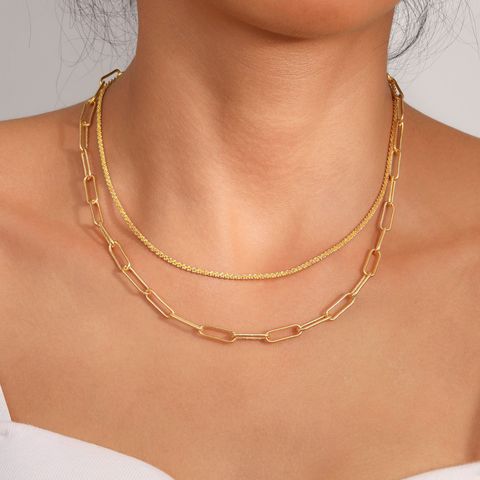 Punk Solid Color Alloy Plating Gold Plated Women's Layered Necklaces