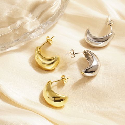 1 Pair Simple Style Classic Style Solid Color Plating 304 Stainless Steel 18K Gold Plated Ear Studs