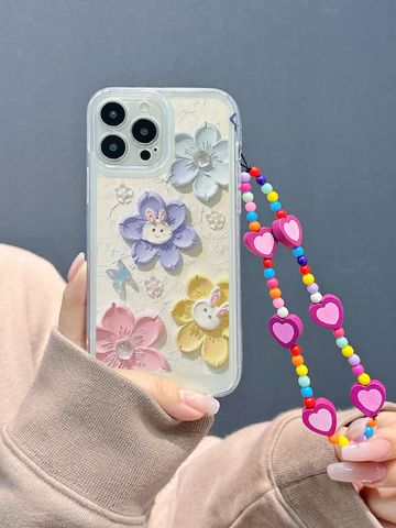 Artistic Streetwear Heart Shape Flower Tpu   Phone Cases