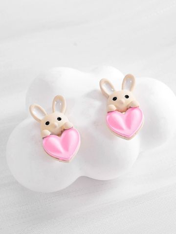 1 Pair Cartoon Style Cute Rabbit Soft Clay Ear Studs