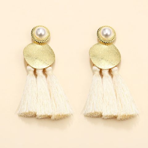 1 Pair Retro Solid Color Plating Alloy Gold Plated Drop Earrings
