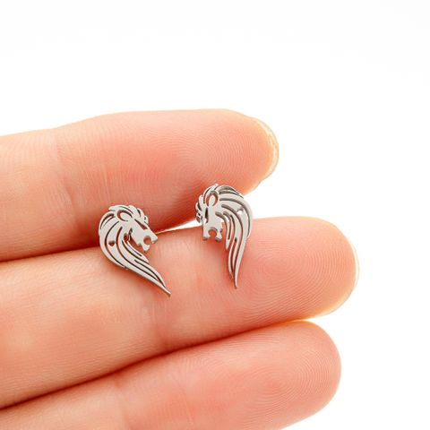 1 Pair Simple Style Lion Polishing Plating Stainless Steel 18k Gold Plated Ear Studs