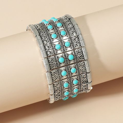 Simple Style Geometric Alloy Inlay Turquoise Women's Bangle
