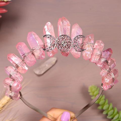 Women's Ig Style Simple Style Moon Alloy Gem Crystal Hollow Out Hair Band