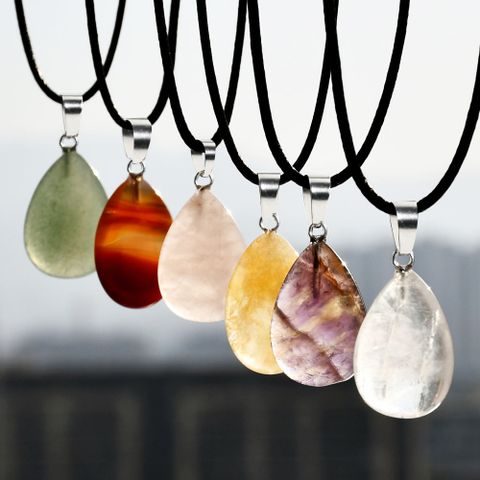 Casual Tropical Water Droplets Alloy Natural Stone Plating Silver Plated Unisex Pendant Necklace
