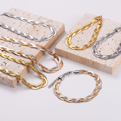 304 Stainless Steel Streetwear Plating Solid Color Bracelets Necklace