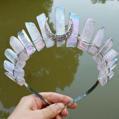 Women's Retro Color Block Alloy Gem Inlay Crystal Crown
