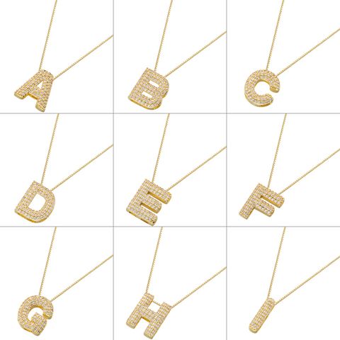 Hip-hop Exaggerated Punk Letter Copper Plating Inlay Zircon 18k Gold Plated Pendant Necklace