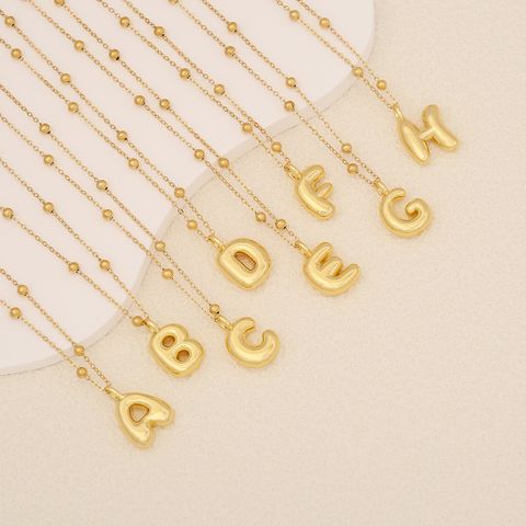 Wholesale Simple Style Letter Stainless Steel Copper Plating 18K Gold Plated Pendant Necklace