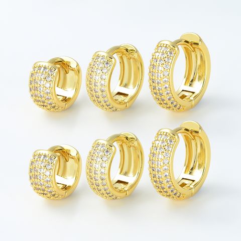 1 Piece Simple Style Geometric Plating Inlay Brass Zircon 18k Gold Plated Silver Plated Hoop Earrings