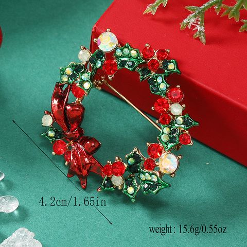 Christmas Bow Knot Bell Snowflake Alloy Plating Inlay Rhinestones Unisex Brooches 1 Piece