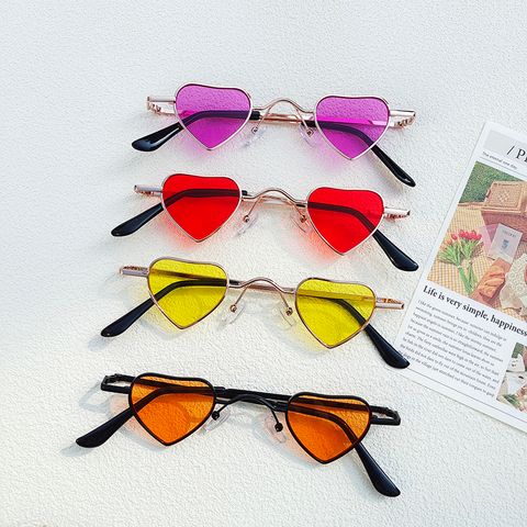 Cute Heart Shape Pc Resin Special-shaped Mirror Full Frame Kids Sunglasses