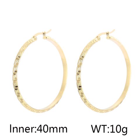 1 Pair Casual Simple Style Solid Color Plating Titanium Steel 18K Gold Plated Hoop Earrings