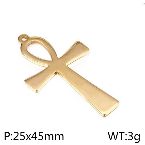 1 Piece Stainless Steel 18K Gold Plated Cross