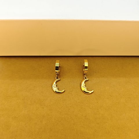 1 Pair Punk Simple Style Moon Stamping Plating Stainless Steel 18k Gold Plated Drop Earrings