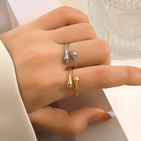 304 Stainless Steel 18K Gold Plated Simple Style Plating Hand Open Rings