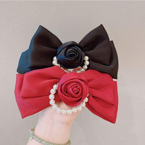 Women's Sweet Rose Bow Knot Cloth Hair Clip