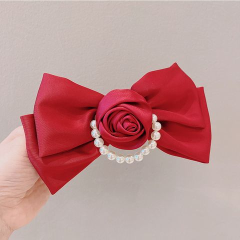 Women's Sweet Rose Bow Knot Cloth Hair Clip