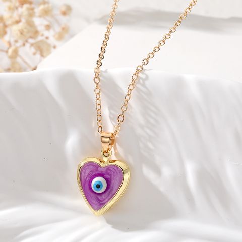 Casual Cute Simple Style Heart Shape Alloy Copper Pendant Necklace
