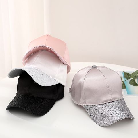 Women's Elegant Lady Simple Style Solid Color Sequins Curved Eaves Baseball Cap