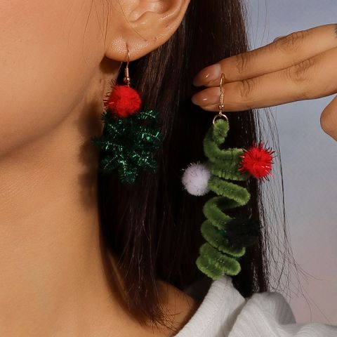 1 Pair Christmas Wreath Alloy Drop Earrings