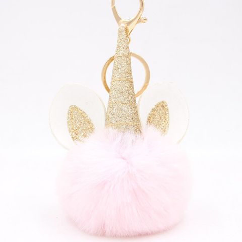 Cute Unicorn Faux Rabbit Fur Keychain