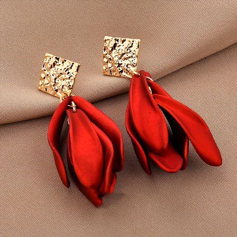 1 Pair Elegant Simple Style Flower Tassel Alloy Drop Earrings