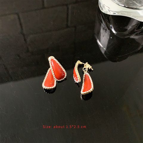 1 Pair Casual Simple Style Water Droplets Inlay Alloy Zircon Ear Studs