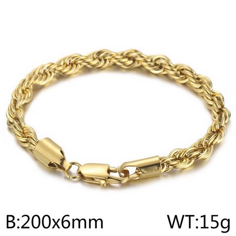 Simple Style Twist Stainless Steel 18K Gold Plated Bracelets In Bulk