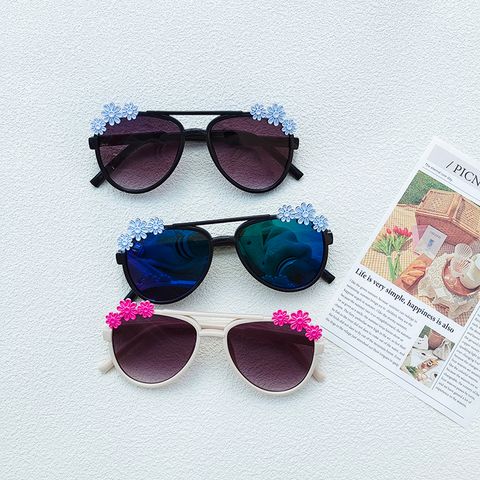 Sweet Artistic Flower Pc Resin Oval Frame Full Frame Kids Sunglasses