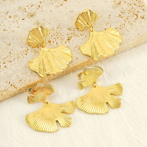 1 Piece Simple Style Ginkgo Leaf Plating Stainless Steel Titanium Steel 18K Gold Plated Drop Earrings