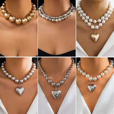 Glam Übertrieben Geometrisch Ccb Künstliche Perle Perlen Überzug Valentinstag Frau Halskette