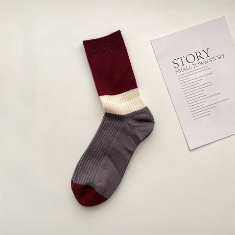 Women's Simple Style Color Block Polyester Crew Socks A Pair
