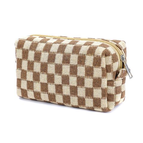 Cute Vintage Style Plaid Polyester Square Makeup Bags
