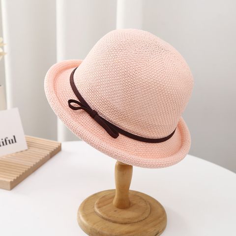 Women's Elegant Lady Simple Style Solid Color Bowknot Crimping Fedora Hat