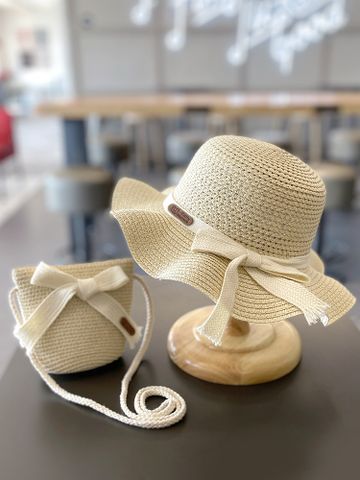 Girl's Pastoral Simple Style Solid Color Straw Hat